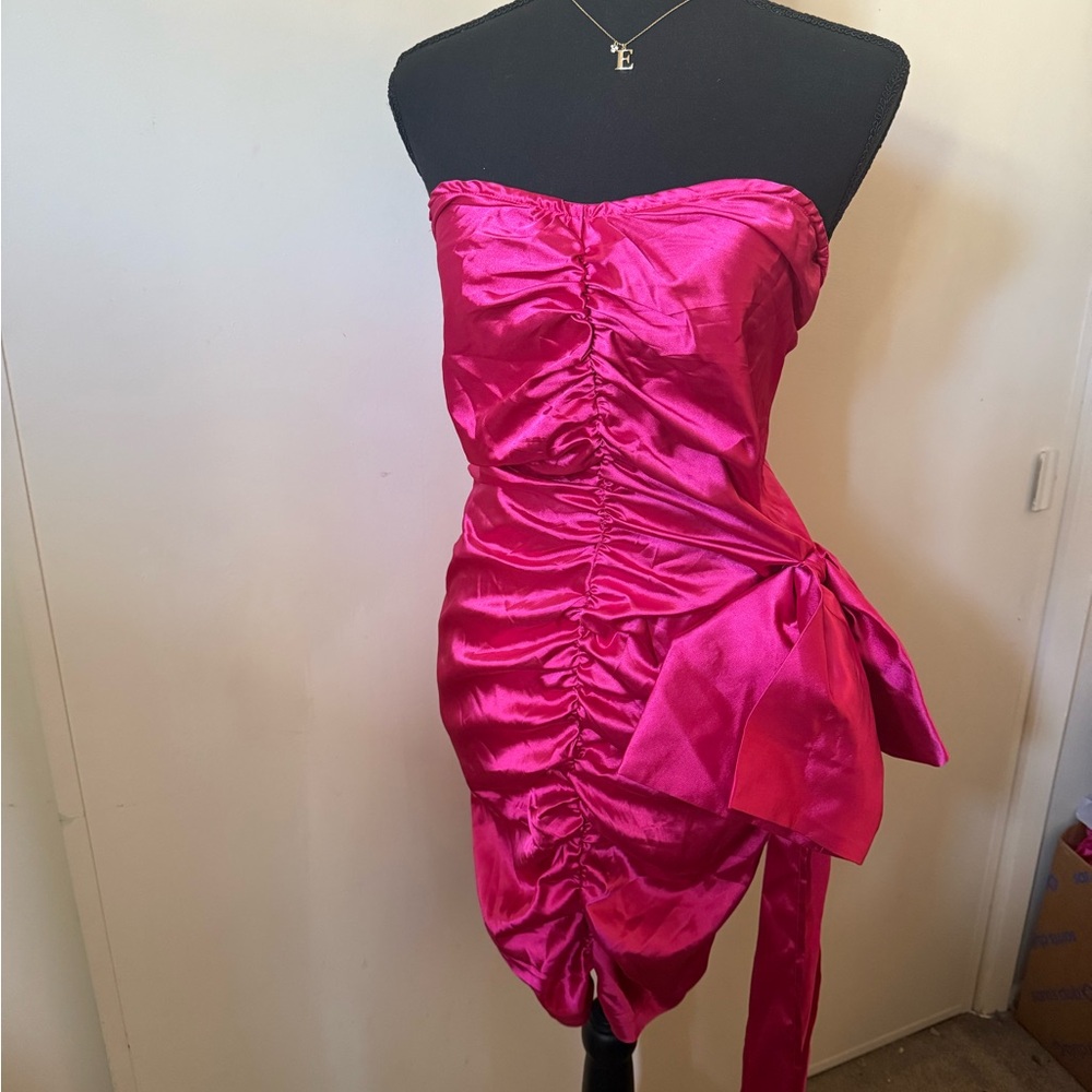 PrettyLittleThing Strapless Pink Dress